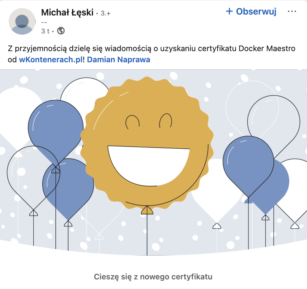 Opinia Michała Łęskiego — Docker Maestro